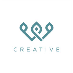 Awesome creative trendy letter WP PW initial based abstract icon logo.