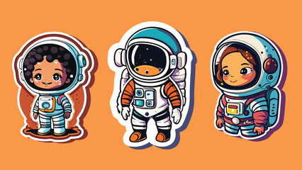 Astronaut cute cartoon sticker.