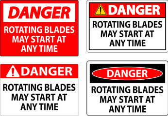 Danger Sign Rotating Blades May Start At Any Time