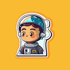 Astronaut cute cartoon sticker for kids.