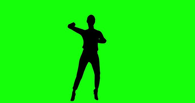 Sensational Young Girl Silhouette Dancing At Nightclub. Having fun. Nightlife Related Green Screen Luma Channel Background Animation.