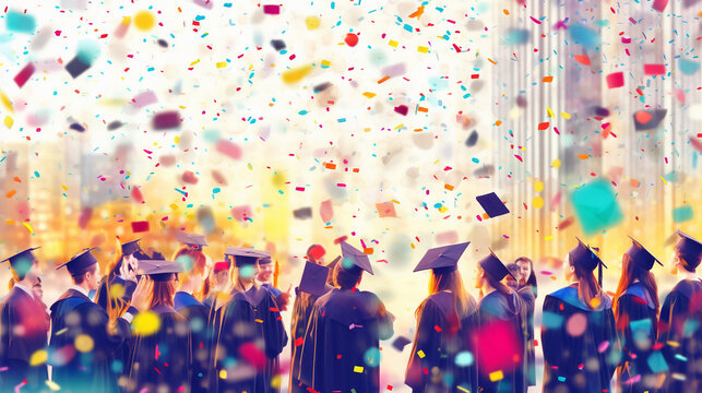 2023 graduation celebration background blur confetti. 