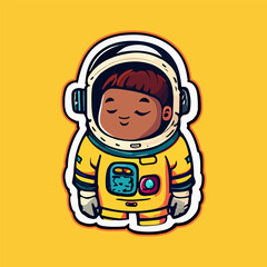 Astronaut cute cartoon sticker for kids.