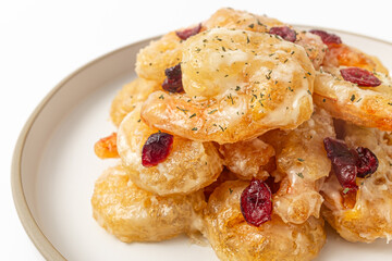 Creamy shrimp on a white background