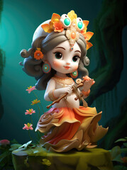 Beautiful baby Goddess Radha with flute