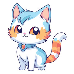 Obraz premium Purrfectly Magical: 2D Illustration of a Cute Dragon Li Cat