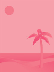Fototapeta na wymiar Pink beach background, vector illustration. 