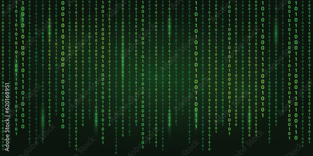 Wall mural abstract futuristic cyberspace binary code, matrix background vector