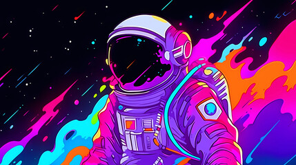 Hand-painted beautiful artistic anime astronaut illustration
