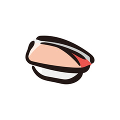 Yellowtail - Sushi Icon or Illustration. Color version of hand drawn lines.