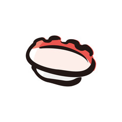 Octopus - Sushi Icon or Illustration. Color version of hand drawn lines.