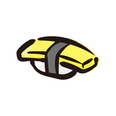 Omelette - Sushi Icon or Illustration. Color version of hand drawn lines.