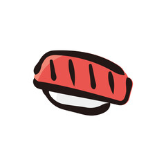 Tuna - Sushi Icon or Illustration. Color version of hand drawn lines.