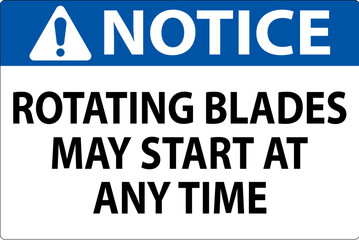 Notice Sign Rotating Blades May Start At Any Time