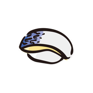 recommend clip art: Japanese mackerel - Sushi Icon or Illustration. Color version of hand drawn lines.