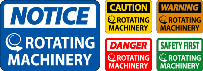 Danger Sign Rotating Machinery On White Background