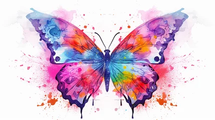 Fotobehang Watercolor butterfly illustration AI Generative. Generative AI © Aura