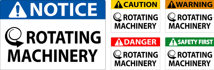 Danger Sign Rotating Machinery On White Background