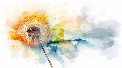 Fotobehang Watercolor dandelion flower illustration © Aura