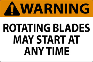 Warning Sign Rotating Blades May Start At Any Time