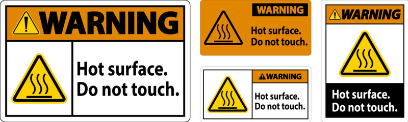 Warning Safety Label Hot Surface, Do Not Touch