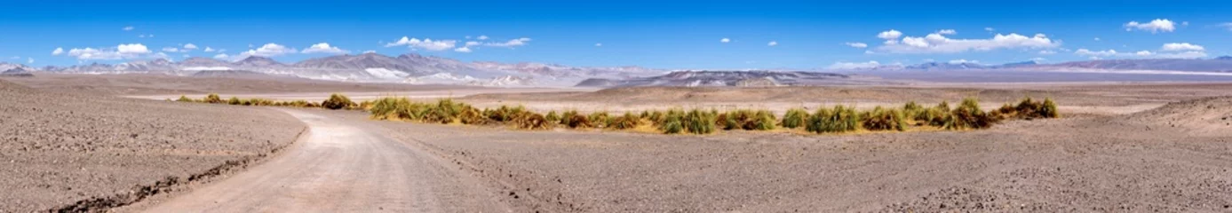 Wandcirkels Pantone 2025 Mocha Mousse Puna - off road adventure on the way to the Campo de Piedra Pómez, a bizarre but beautiful landscape with a field of pumice, volcanic rocks and dunes of sand in the north of Argentina - Panorama  © freedom_wanted