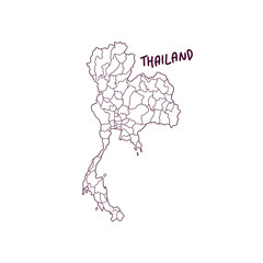 Hand Drawn Doodle Map Of Thailand. Vector Illustration