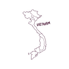 Hand Drawn Doodle Map Of Vietnam. Vector Illustration