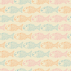 Dotted Fish Shoal pink beige blue