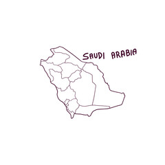 Hand Drawn Doodle Map Of Saudi Arabia. Vector Illustration
