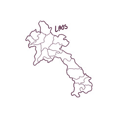 Hand Drawn Doodle Map Of Laos. Vector Illustration