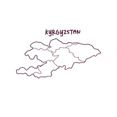 Hand Drawn Doodle Map Of Kyrgyzstan. Vector Illustration