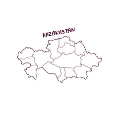 Hand Drawn Doodle Map Of Kazakhstan. Vector Illustration