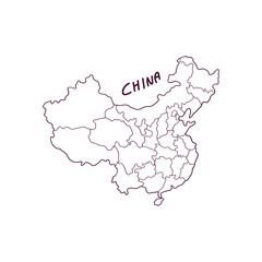 Hand Drawn Doodle Map Of China. Vector Illustration