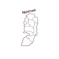 Hand Drawn Doodle Map Of Palestine. Vector Illustration