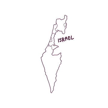Hand Drawn Doodle Map Of Israel. Vector Illustration
