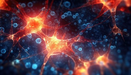 Obraz premium Nerve cells, colored medical background, lightting effects