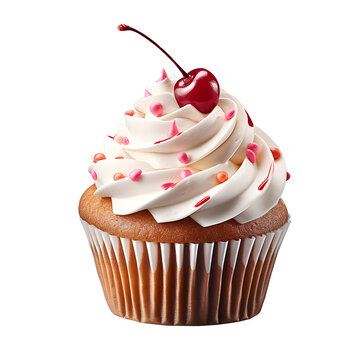 Cupcake with cherry. Generative Ai