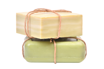 Different soap on a white background