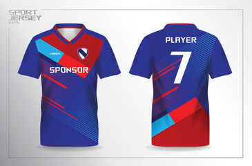 red blue sport jersey for football and soccer shirt template