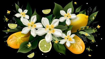 Contemporary lemon flower fashionable template . 