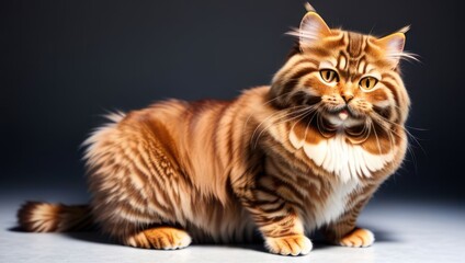 Obraz premium Beautiful ginger or red Maine Coon cat on black background. Generative AI