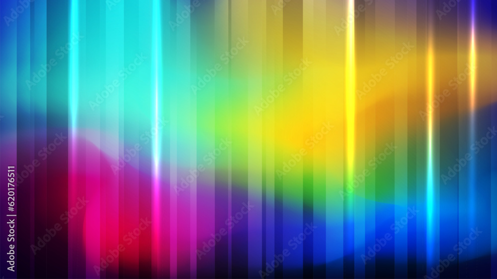 Poster Abstract blurred background with vertical dynamic lines. Flicker colors. Vibrant color gradient banner for creative graphic design. Vector illustration.