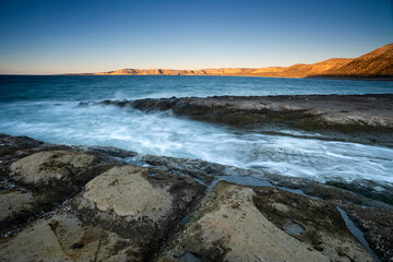 Coastal landscape with cliffs in Peninsula Valdes, World Heritage Site, Patagonia Argentina