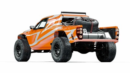 Fototapeta na wymiar 3D rendering of a brand-less generic pickup truck