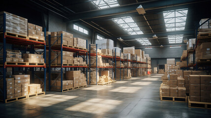 A spacious warehouse setting. Warehouse interior