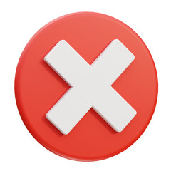 cross button 3d rendering. Forbidden icon.