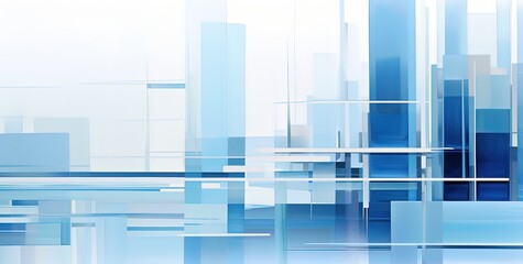 Fototapeta premium illustration of blue white modern architecture perspective background, Generative Ai
