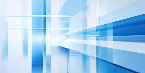  illustration of blue white modern architecture perspective background, Generative Ai