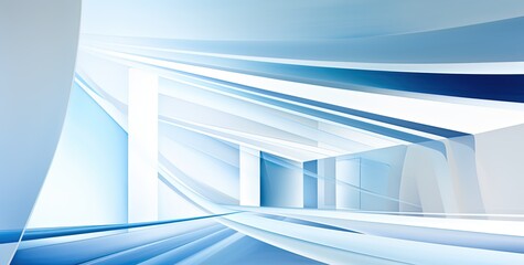 Obraz premium illustration of blue white modern architecture perspective background, Generative Ai